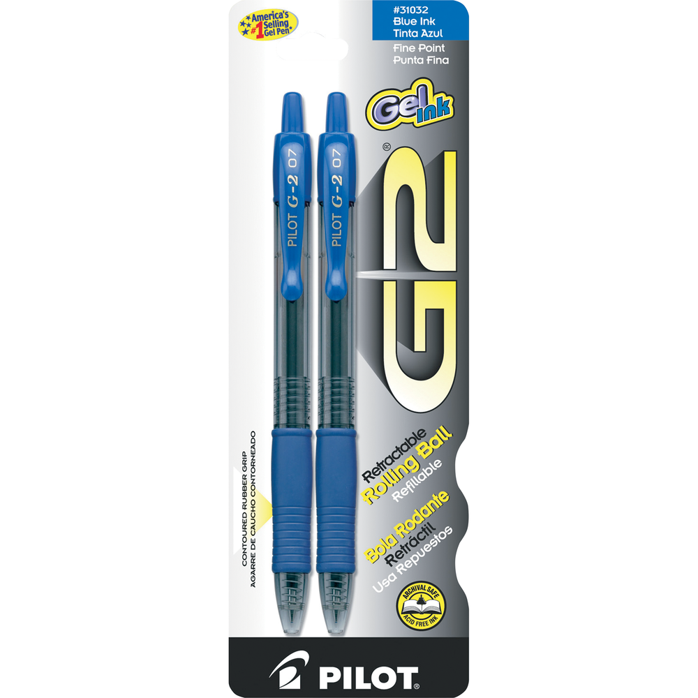 Pilot G2 Retractable Blue Gel Pen | 2Pk
