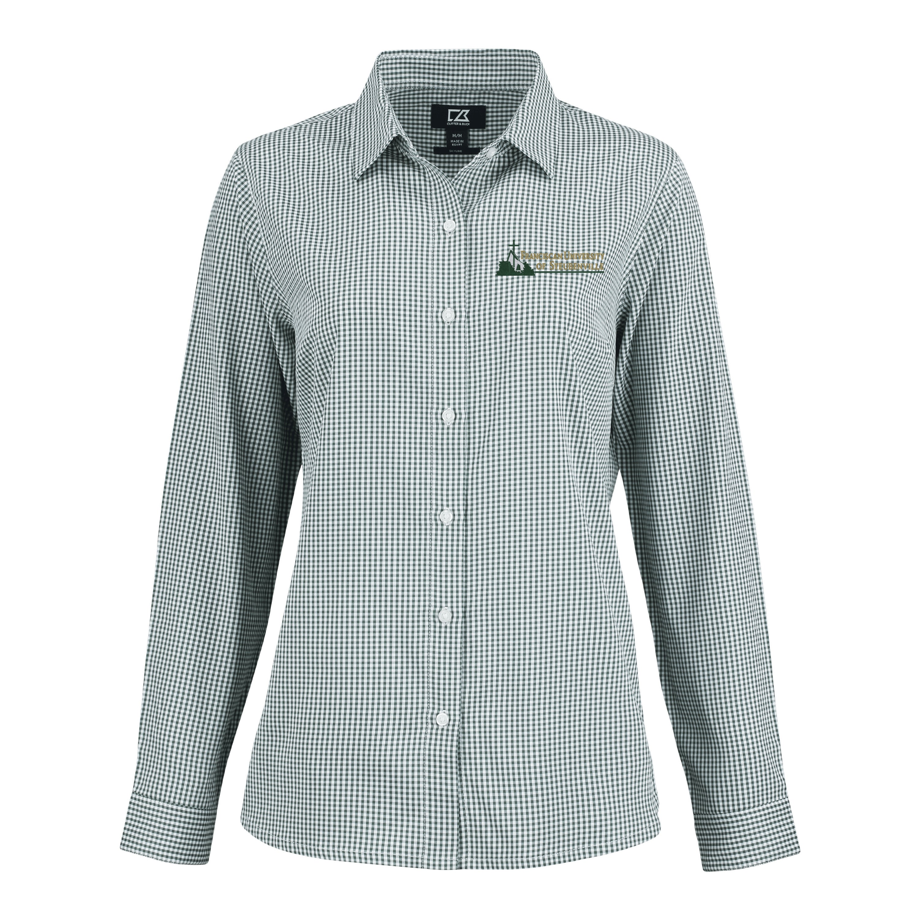 Skyline Eco Gingham Womens Long Sleeve Dress Shirt | Hunter/White