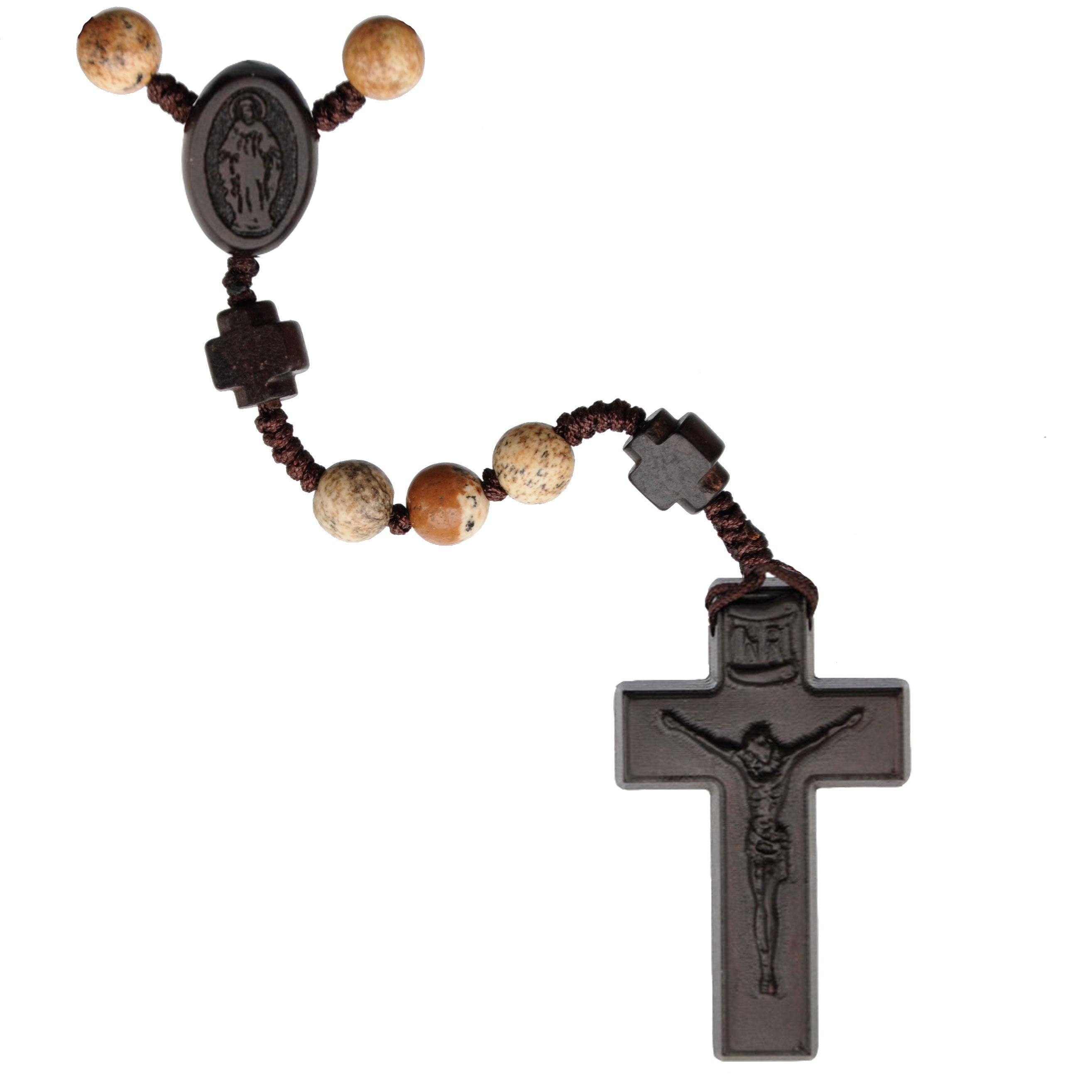 Sine Cera Rosary Picture Jasper/Jujube Wood 6mm