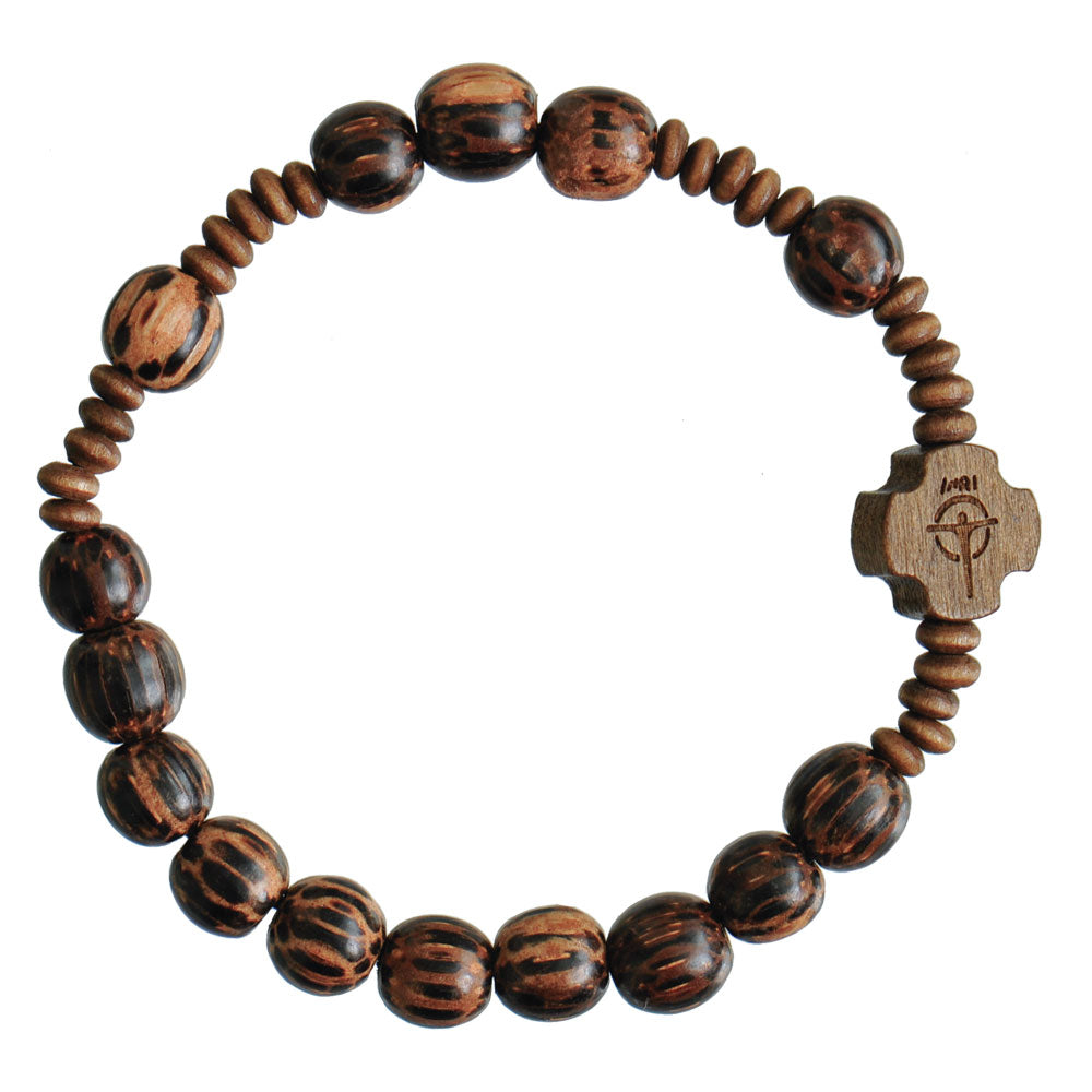 Sine Cera Bracelet Rosary Wood Striped 8mm