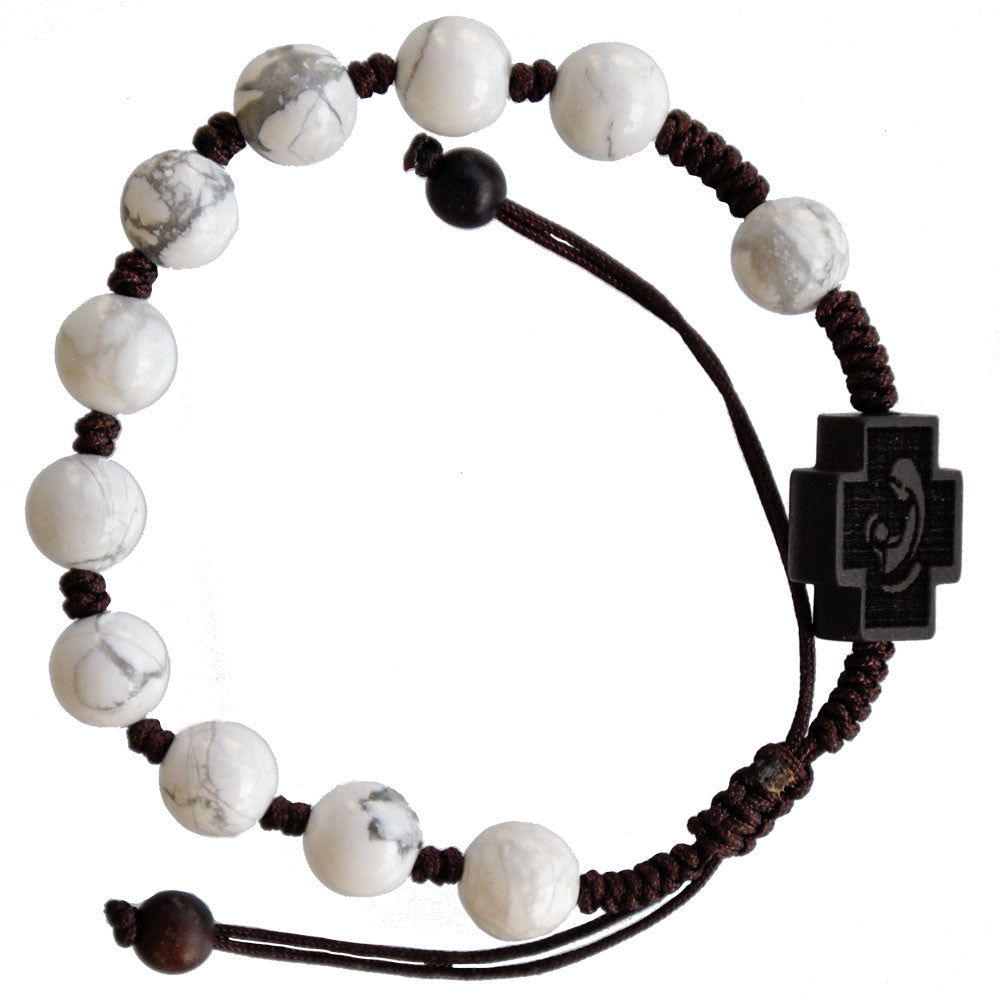 Sine Cera Bracelet Rosary Adjustable Howlite & Jujube Wood 8mm