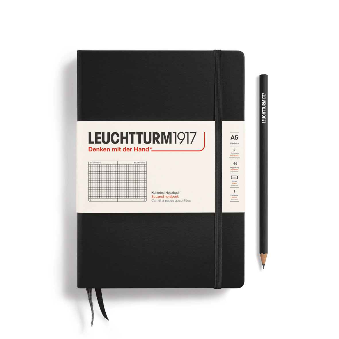 Leuchtturm1917 Medium Squared Journal, Black
