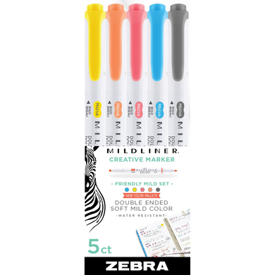 Zebra Mildline Double Ended Highlighter | 5 Pk
