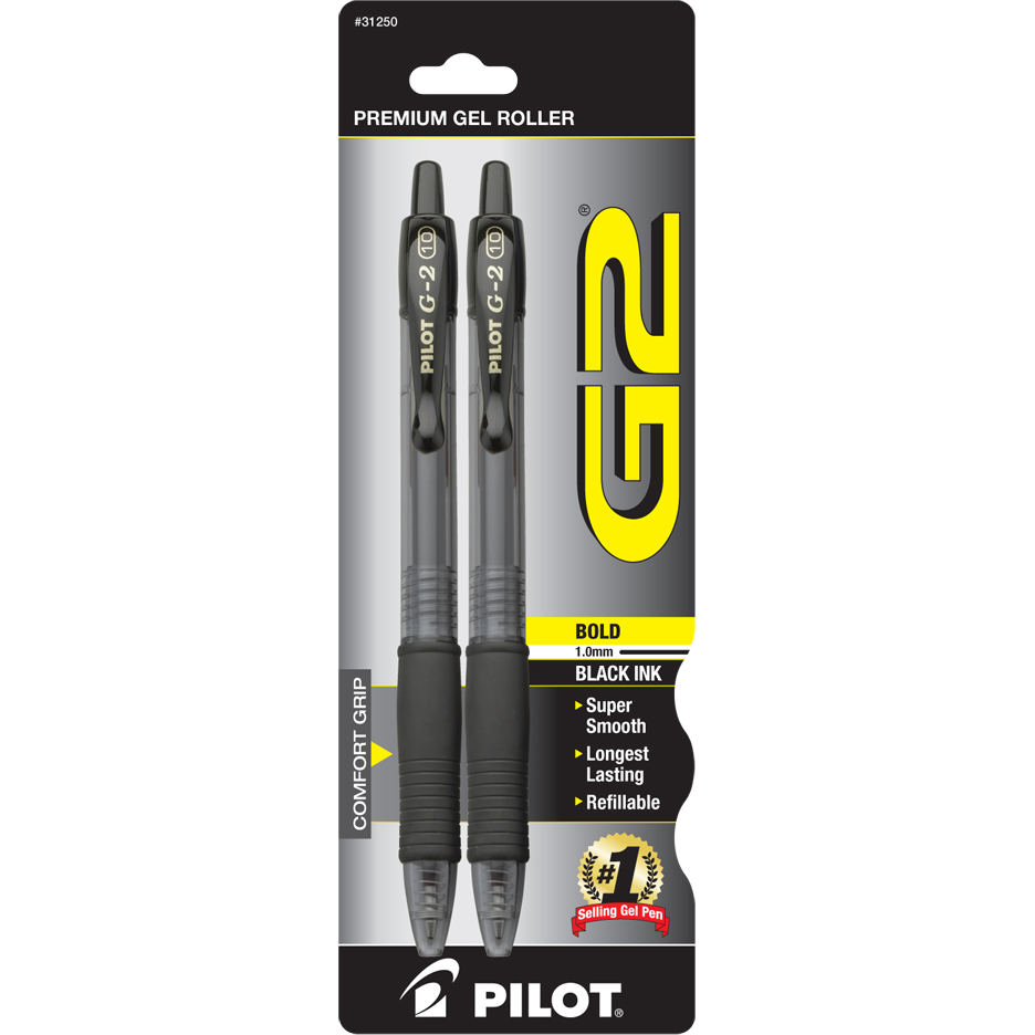 G2 Retractable Gel Pen 1.0mm Black | 2Pk