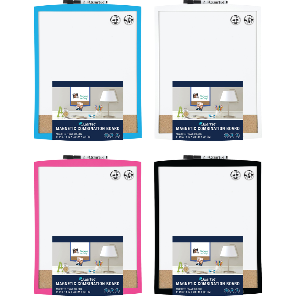 Quartet Plastic Framed Magnetic Combination Board Asst 11x14in 4pk