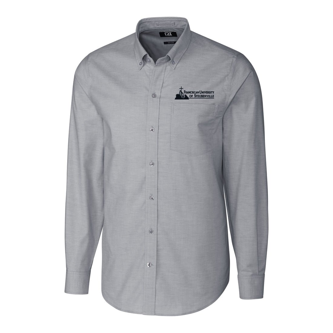 Stretch Oxford Mens Big &amp; Tall Long Sleeve Dress Shirt | Black/White