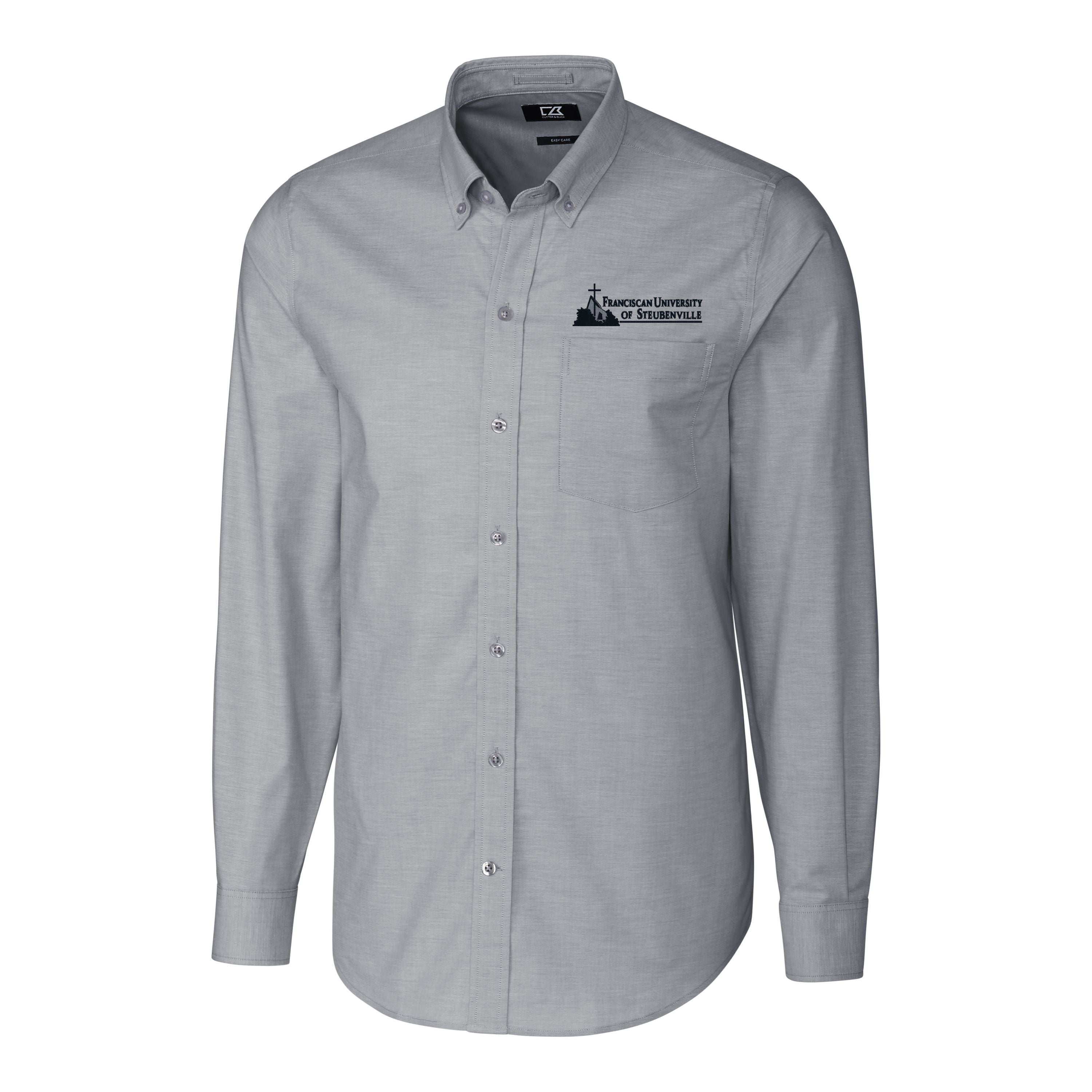 Stretch Oxford Mens Big &amp; Tall Long Sleeve Dress Shirt | Black/White