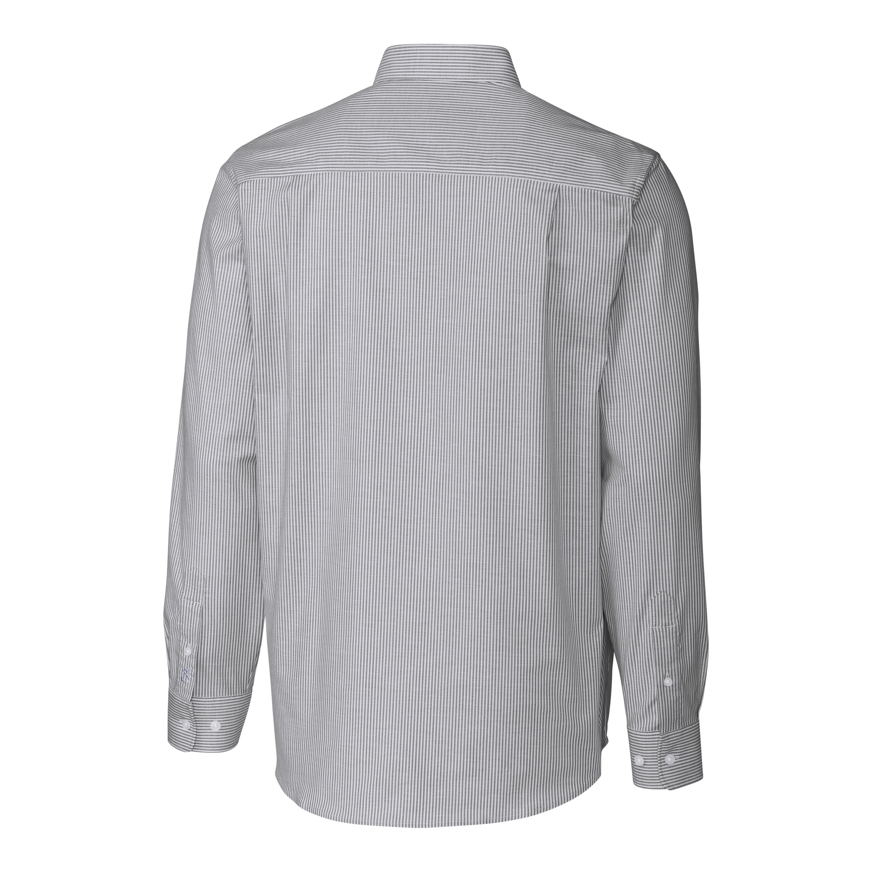 Stretch Oxford Stripe Mens Big &amp; Tall Long Sleeve Dress Shirt | Charcoal