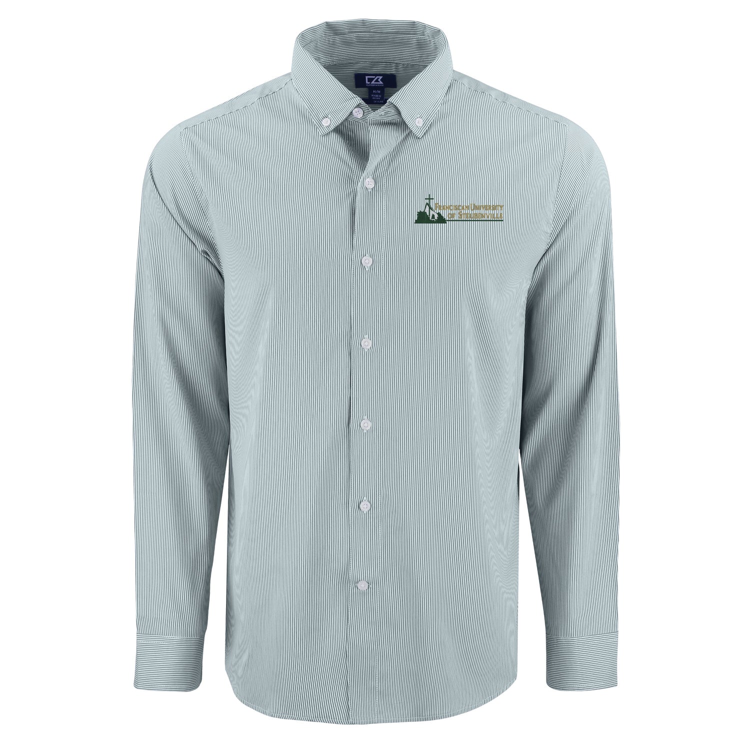 Skyline Eco Pinstripe Big &amp; Tall Long Sleeve Dress Shirt | Hunter/White