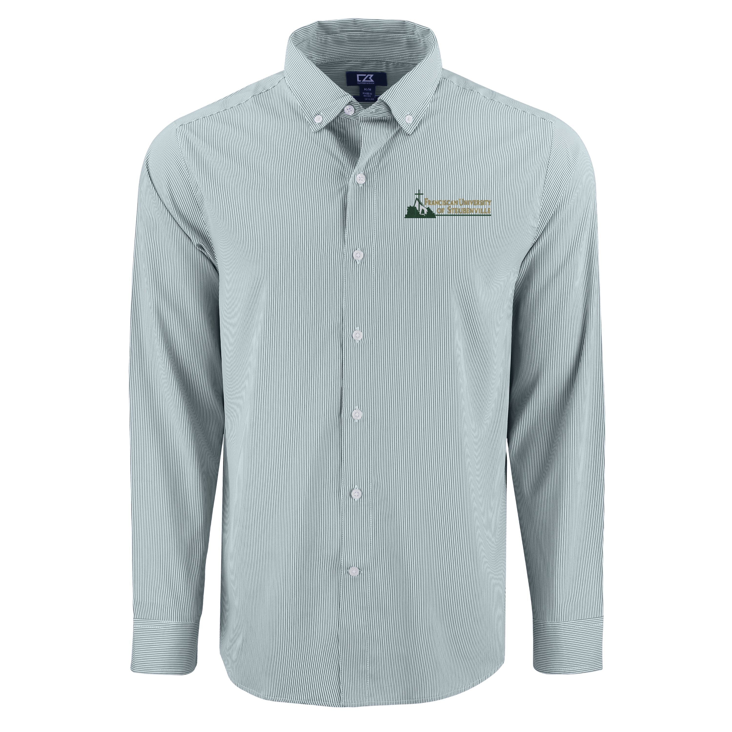 Skyline Eco Pinstripe Big &amp; Tall Long Sleeve Dress Shirt | Hunter/White