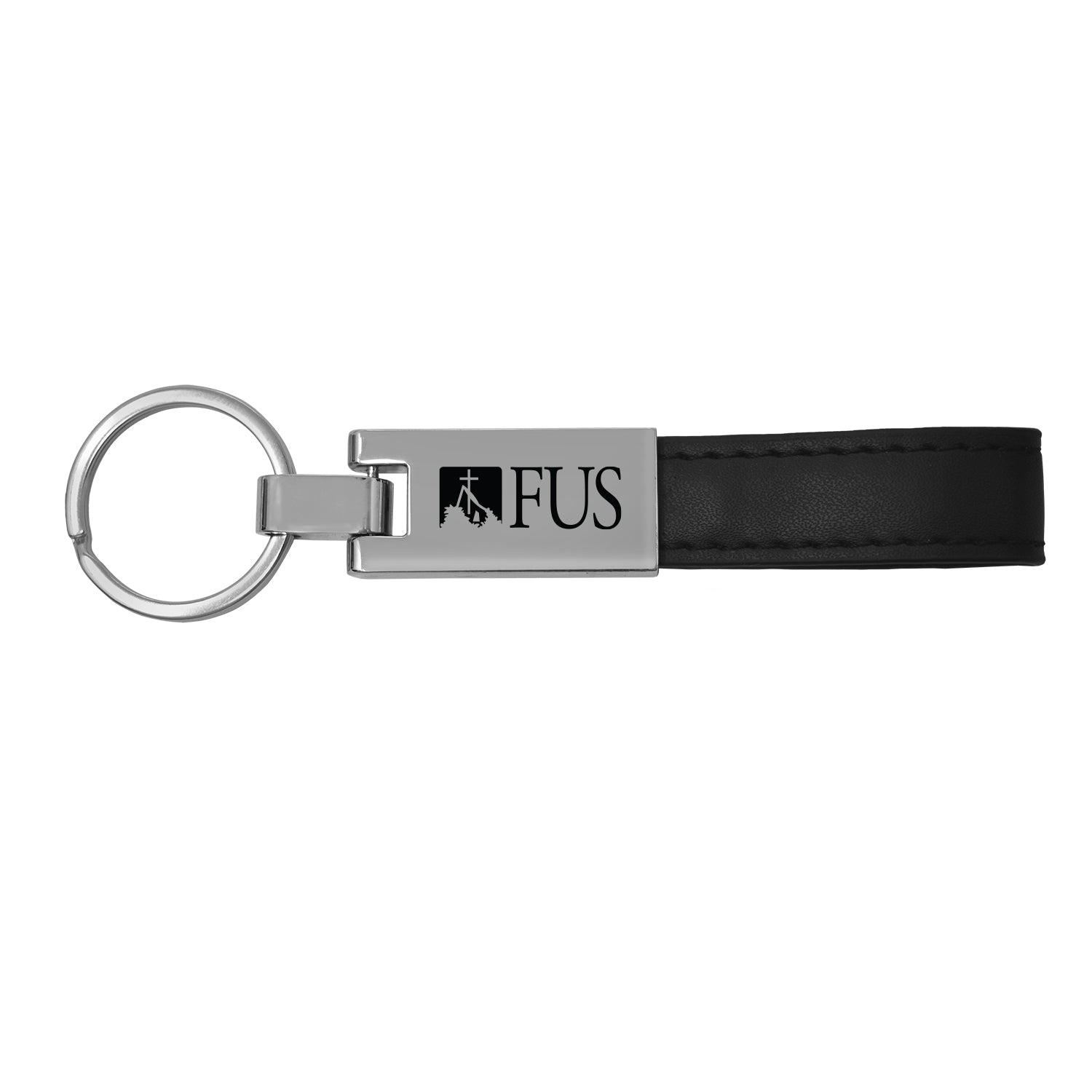 Luxe Leather Strap Metal Key Chain | Black
