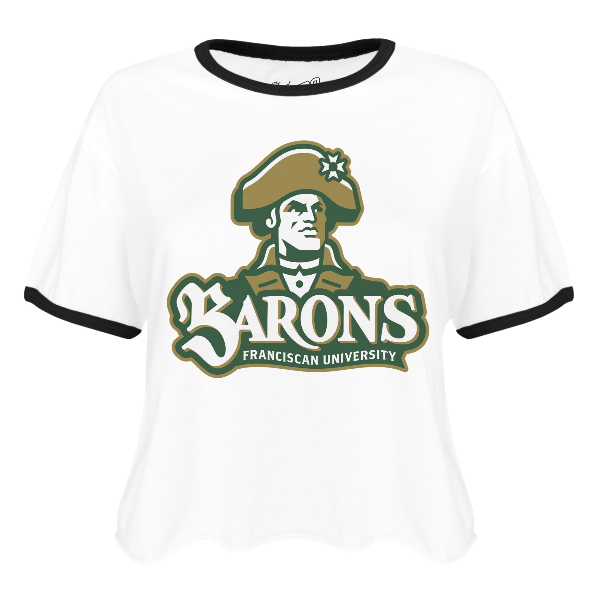 Ladies Cutoff Ringer Tee | White