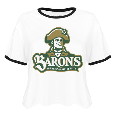 Ladies Cutoff Ringer Tee | White