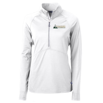 Adapt Eco Knit Stretch Recycled Womens Half Zip Pullover | White