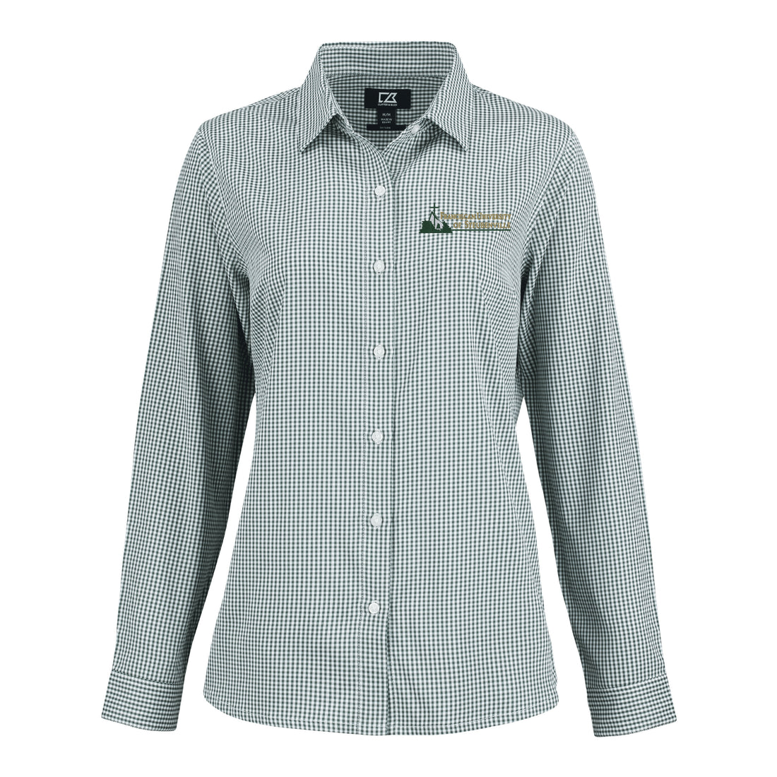 Skyline Eco Gingham Womens Long Sleeve Dress Shirt | Hunter/White