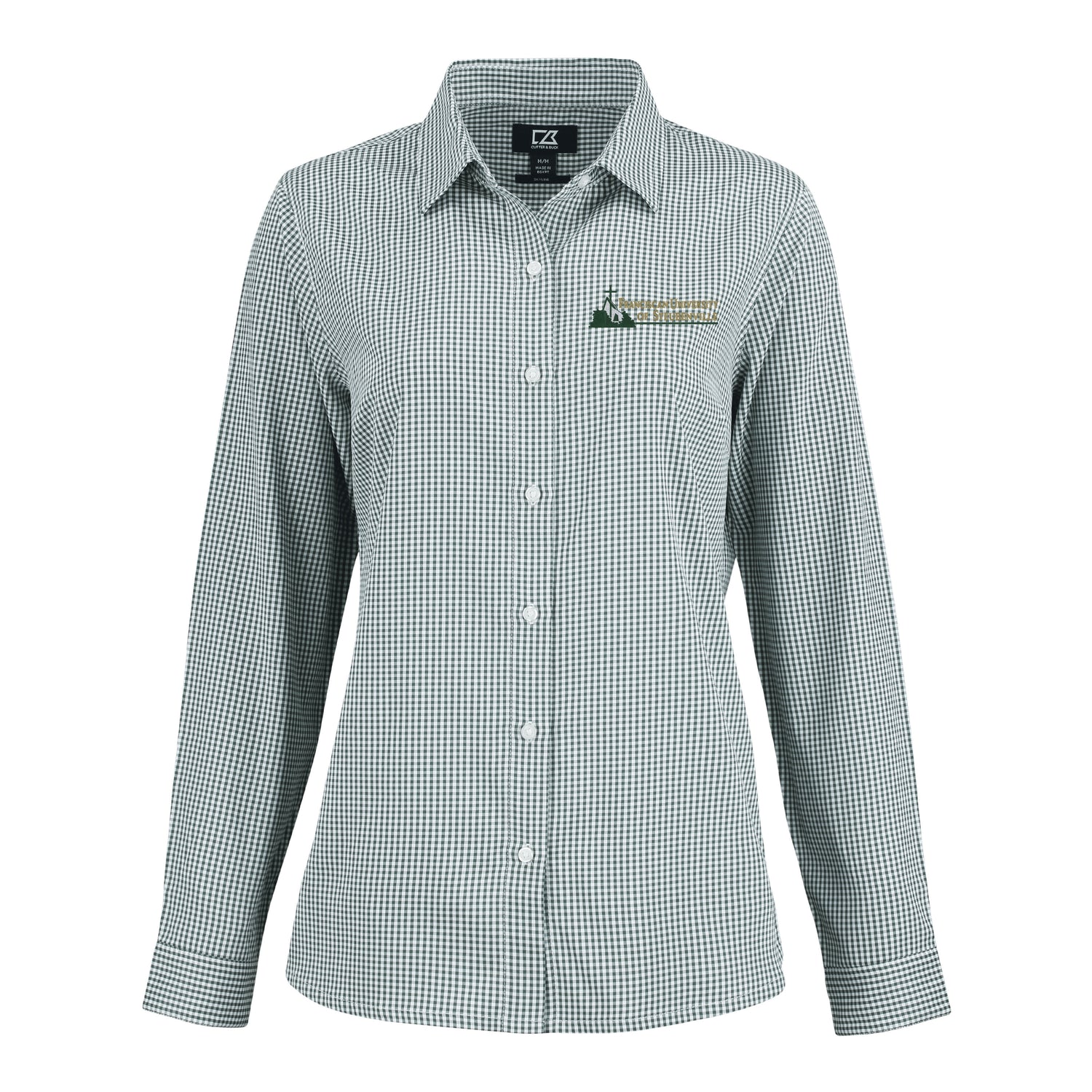 Skyline Eco Gingham Womens Long Sleeve Dress Shirt | Hunter/White