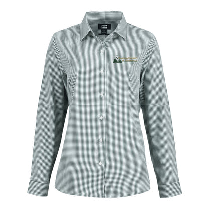 Skyline Eco Gingham Womens Long Sleeve Dress Shirt | Hunter/White