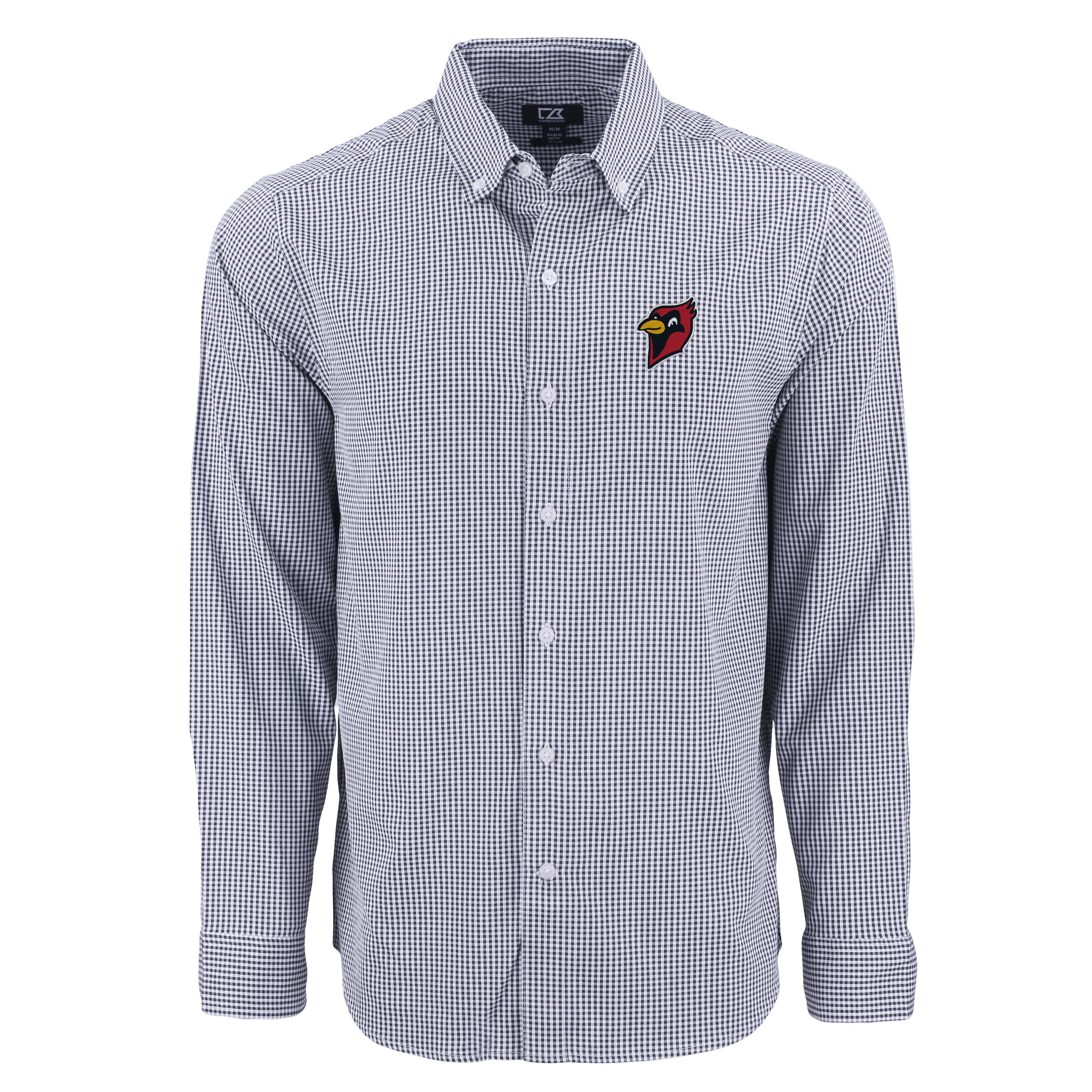 Skyline Eco Gingham Mens Long Sleeve Dress Shirt | Hunter/White