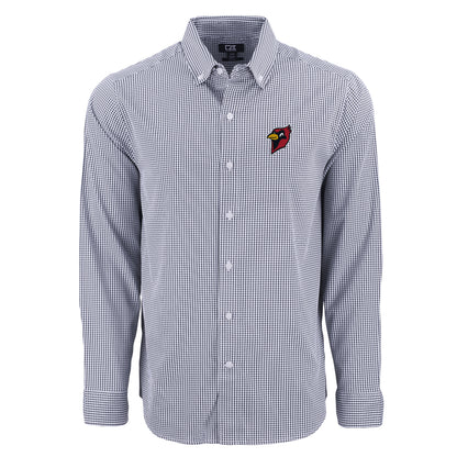 Skyline Eco Gingham Mens Long Sleeve Dress Shirt | Hunter/White