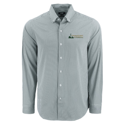 Skyline Eco Gingham Mens Long Sleeve Dress Shirt | Hunter/White