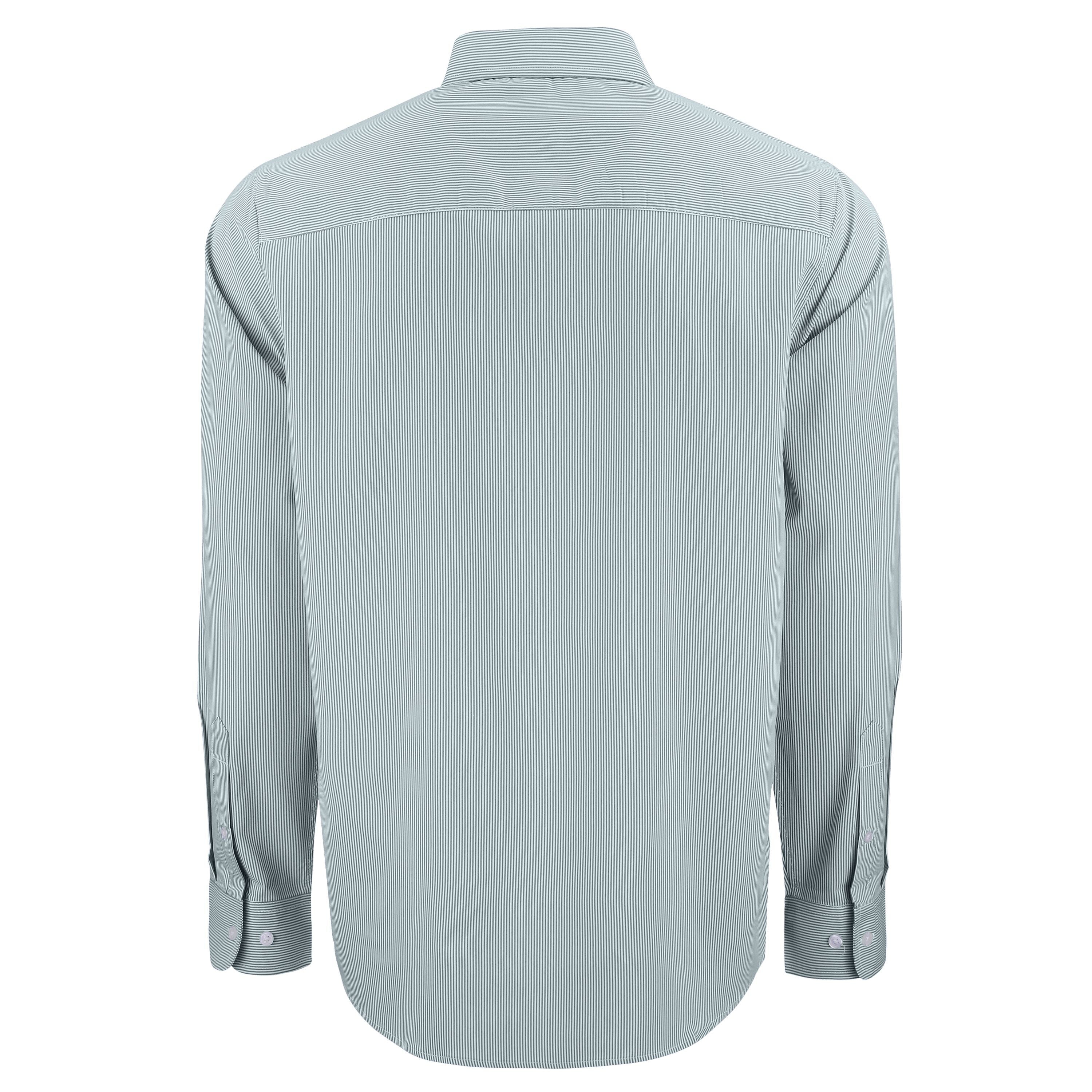 Skyline Eco Pinstripe Mens Long Sleeve Dress Shirt | Hunter/White