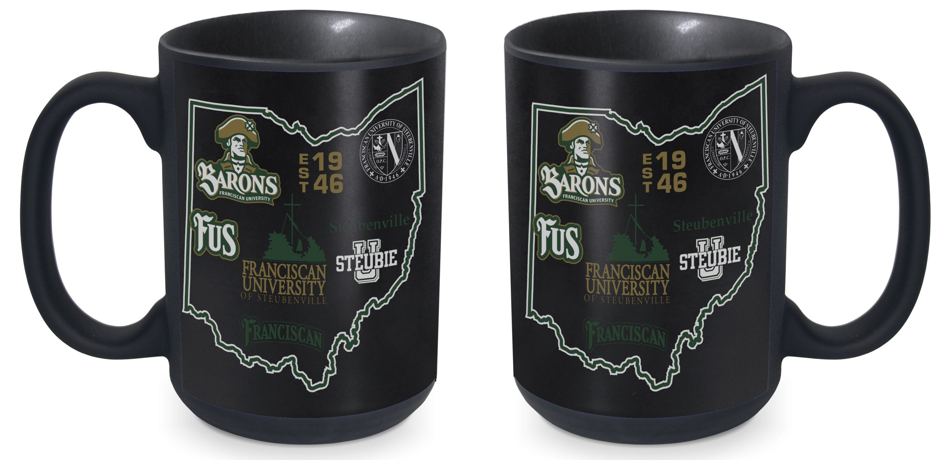 15 Oz. Sublimated State Shape Mug | Matte Black
