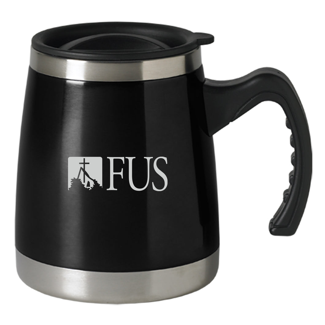 16 Oz. Stainless Steel Travel Mug w/ Handle, Black