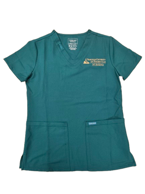 Nursing- Ladies Embroidered V-Neck Top | Hunter Green