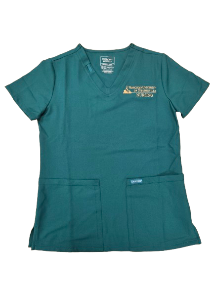 Nursing- Ladies Embroidered V-Neck Top | Hunter Green