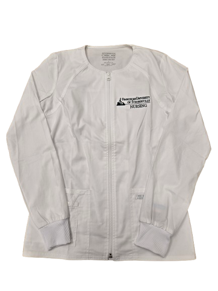 Nursing - Ladies Embroidered Zip Front Jacket |  White