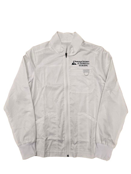 Nursing - Men's Embroidered Zip Front Jacket in White (Style: WW320)