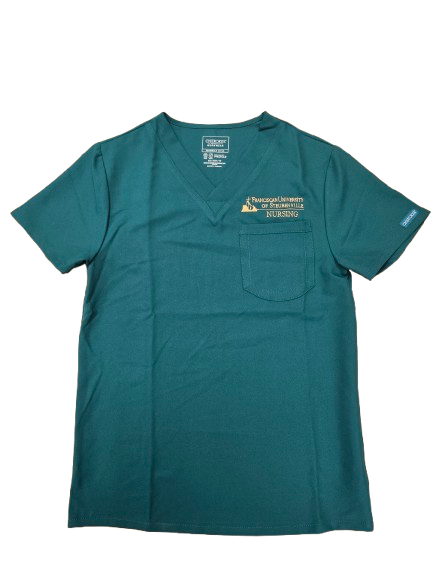 Nursing - Unisex Embroidered V-Neck Top | Hunter Green