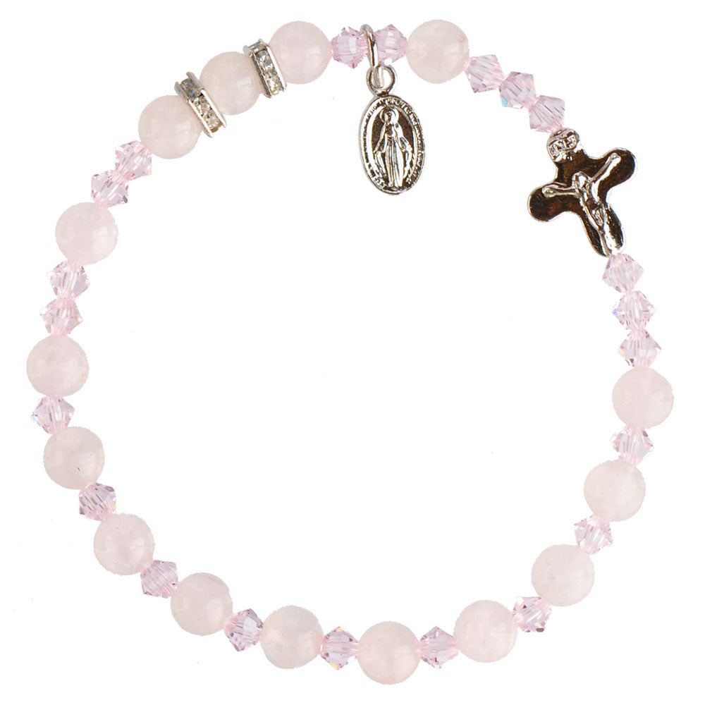 Sine Cera Bracelet Rosary Genuine Rose Quartz 6mm