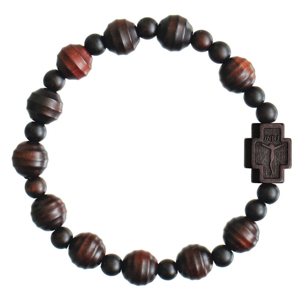 Sine Cera Bracelet Rosary Wood Striped Jujube Dark 10mm