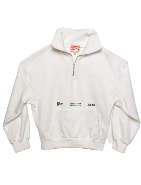 Brushed French Terry 1/4 Zip with Pocket | Off White
