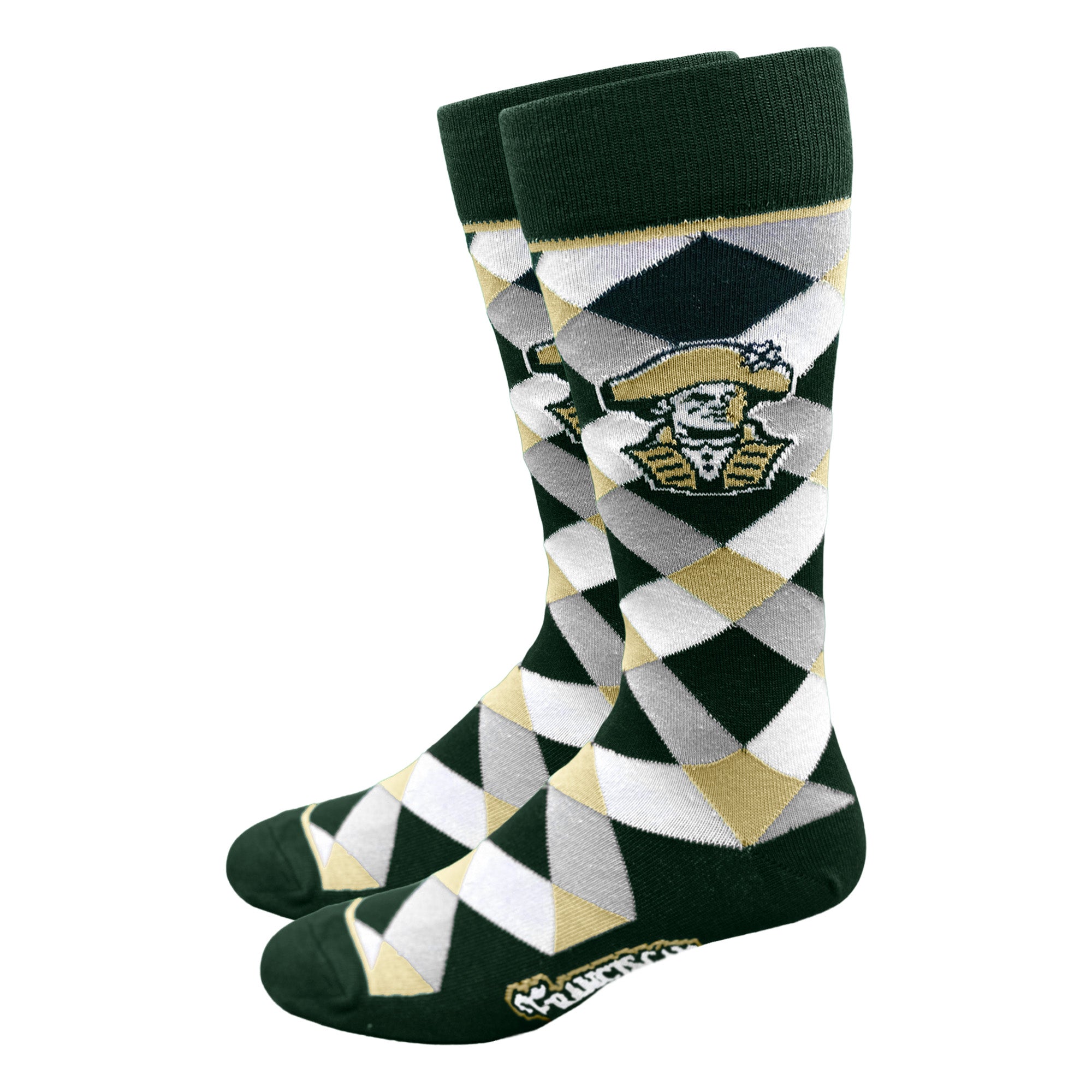 Mid-Calf Graduate Argyle Sock | Forest Green/White
