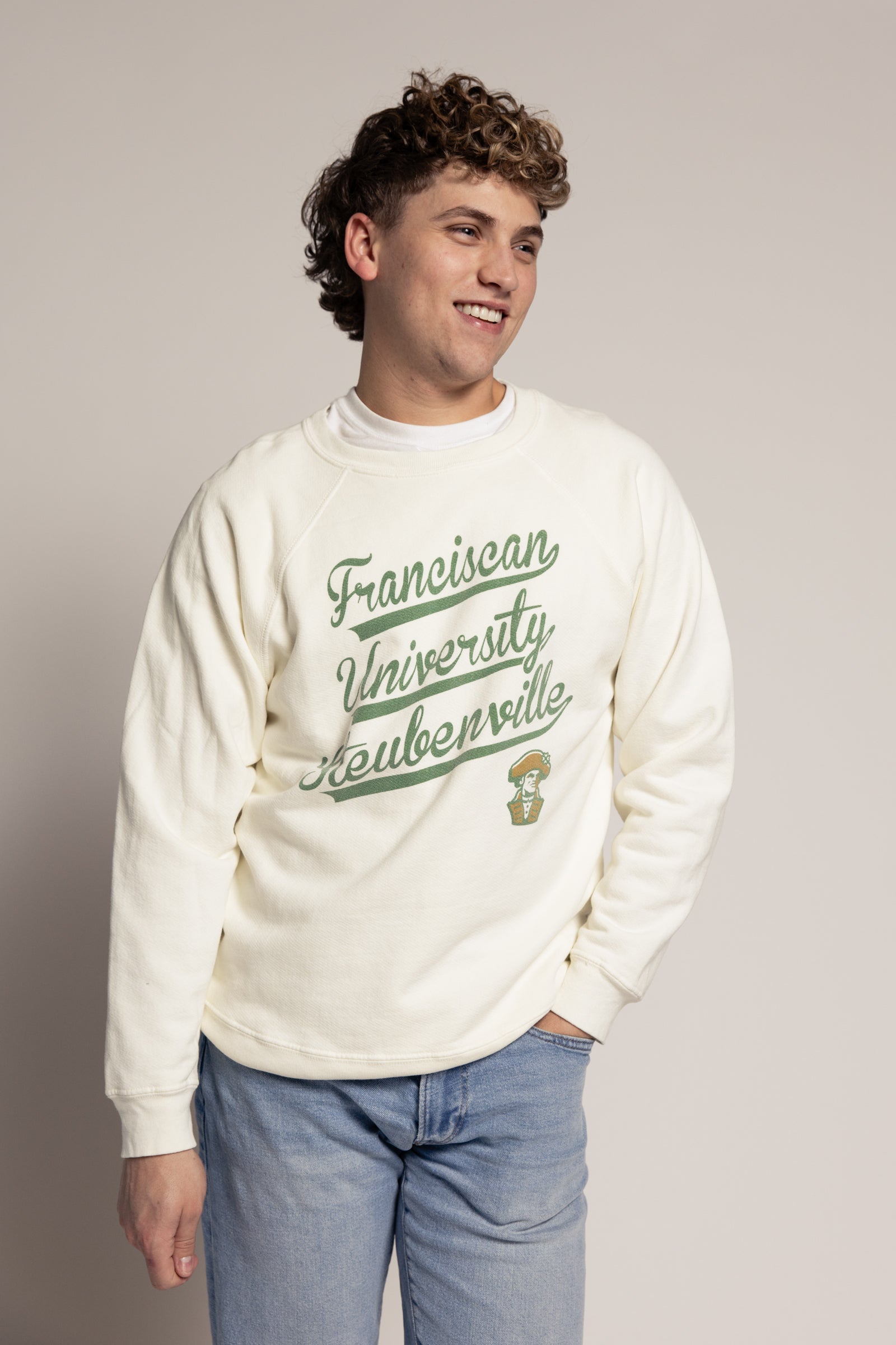 Ladies French Terry Crew | Vintage White