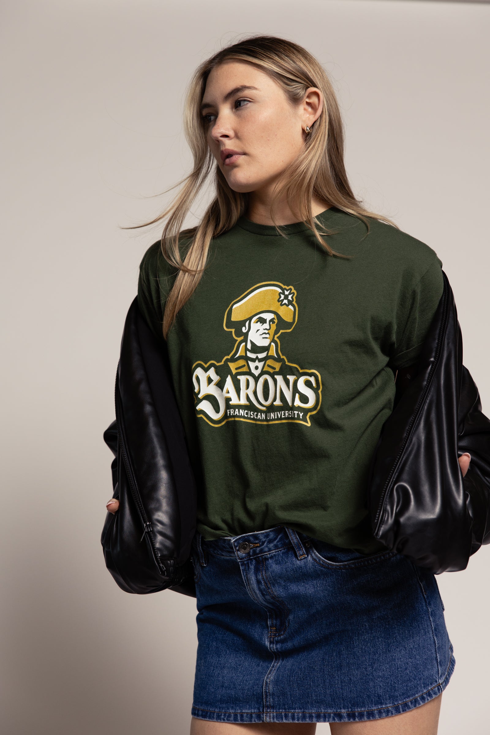 Ladies Short Sleeve Cutoff Cotton Tee | Forest